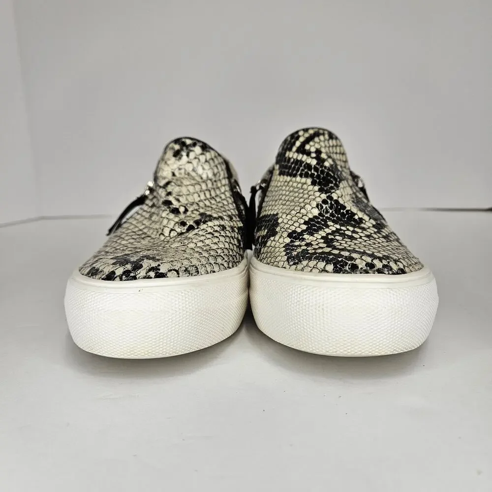 Steve Madden Black/White‎ Glammar Snakeskin Slip On Platform Sneakers Size 6M